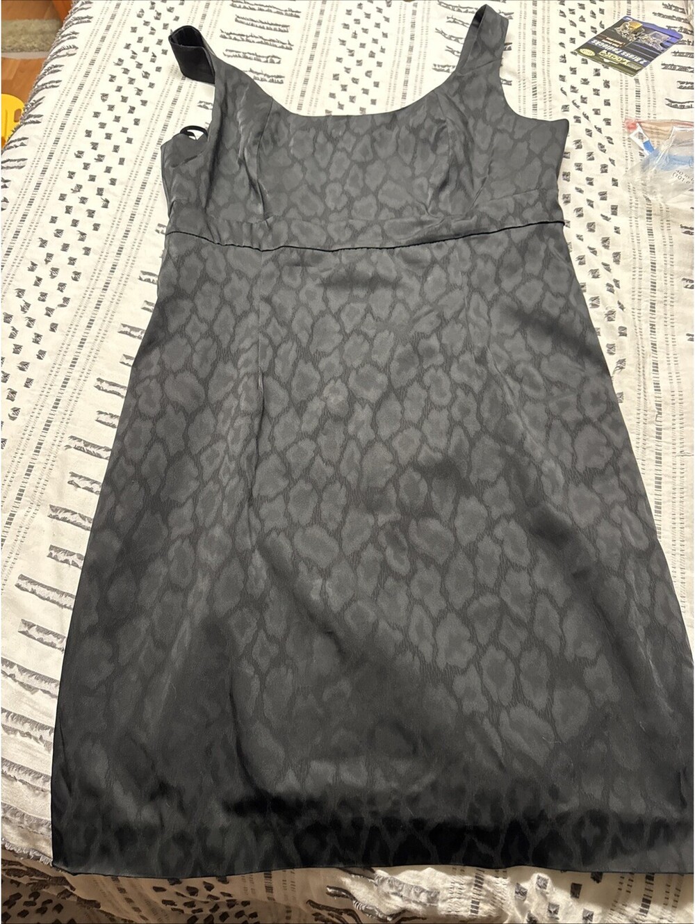 INC International Concepts Black Leopard Print Sleeveless Cocktail Dress Sz 14